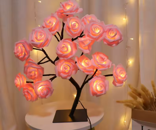 LED Rose Tree Lights USB Plug Table Lamp