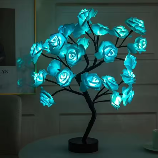 LED Rose Tree Lights USB Plug Table Lamp