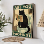 Black Cat Reading Newspaper Canvas