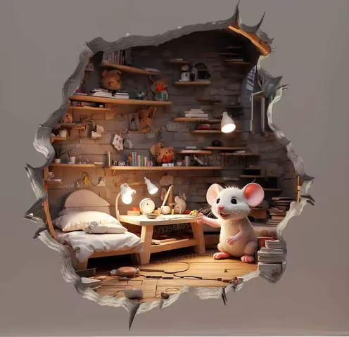 Mouse Magic Hole Wall Decal Sticker