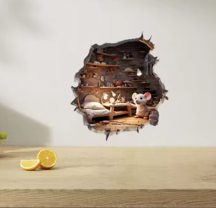 Mouse Magic Hole Wall Decal Sticker