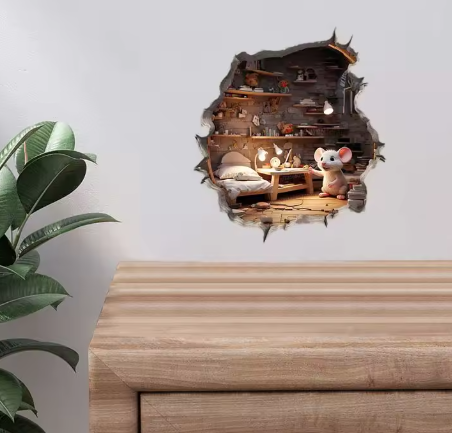 Mouse Magic Hole Wall Decal Sticker