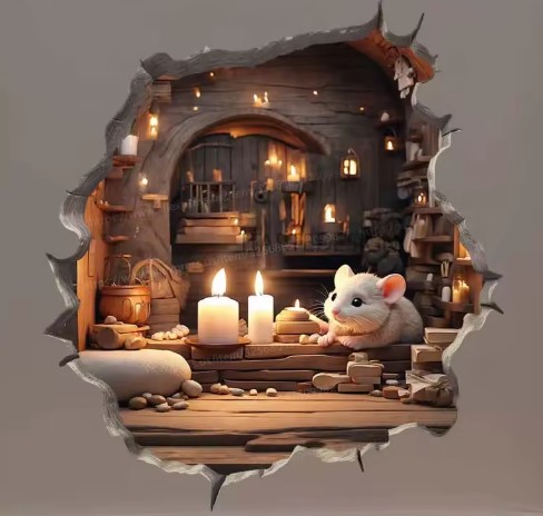 Mouse Magic Hole Wall Decal Sticker