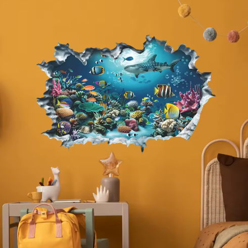 Broken Wall 3D Underwater World Wall Sticker
