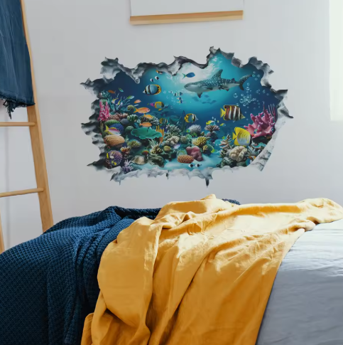 Broken Wall 3D Underwater World Wall Sticker