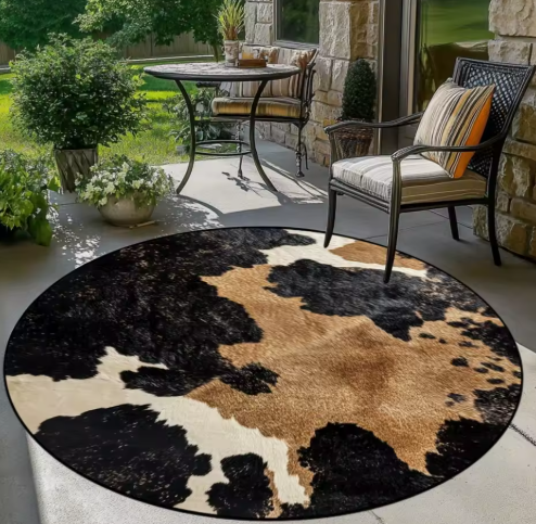 Cow Print Round Rug