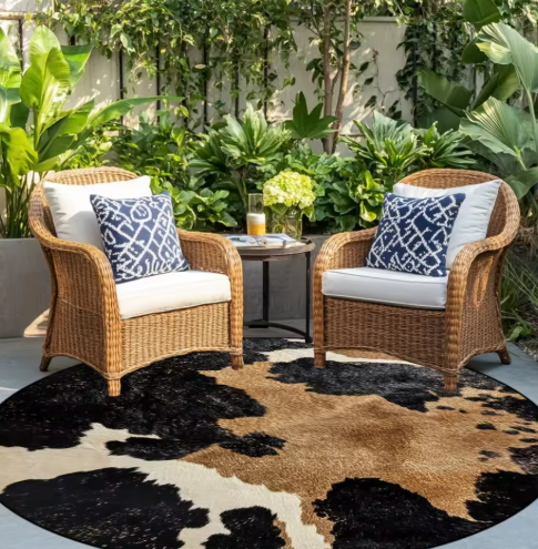 Cow Print Round Rug