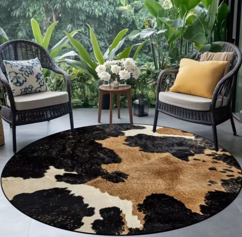 Cow Print Round Rug