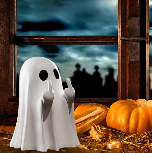 Ghost Resin Statue With Middle Finger