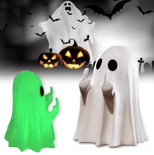 Ghost Resin Statue With Middle Finger