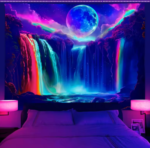 Colorful Waterfall UV Response Tapestry