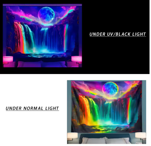 Colorful Waterfall UV Response Tapestry
