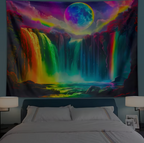 Colorful Waterfall UV Response Tapestry