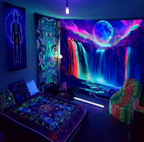 Colorful Waterfall UV Response Tapestry