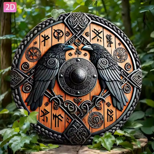 Viking War Shield Aluminum Wall Art